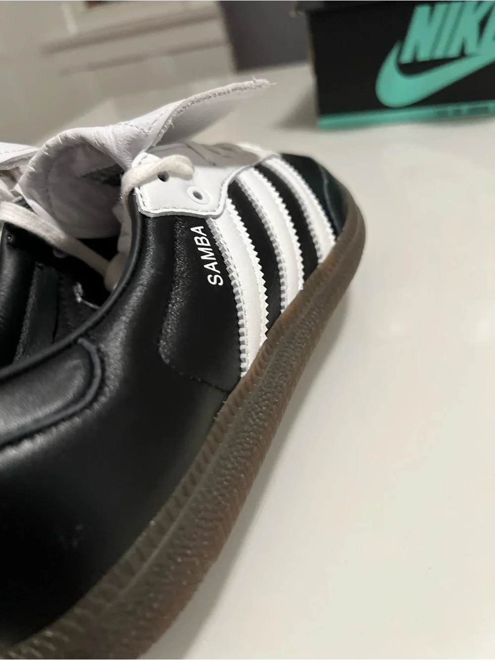 adidas Samba Men’s Black and White Leather Athletic Sneakers